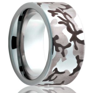 Tungsten laser camo wedding bands