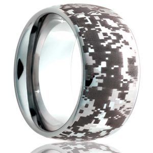 Tungsten laser camo wedding bands