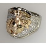 Two Tone Gold Marine Corps Ring with Diamonds