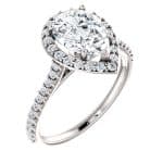 14K White Gold 10x7mm Pear Halo Moissanite Engagement Ring
