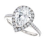 14K White Gold 10x7mm Pear Halo Moissanite Engagement Ring