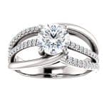 14K White Gold 6.5mm Round Accented Engagement Ring Set