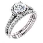 14K White Gold Halo Engagement Ring With Moissanite
