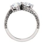 14K White Gold 6.5mm Two Stone Round Fancy Engagement Ring Set